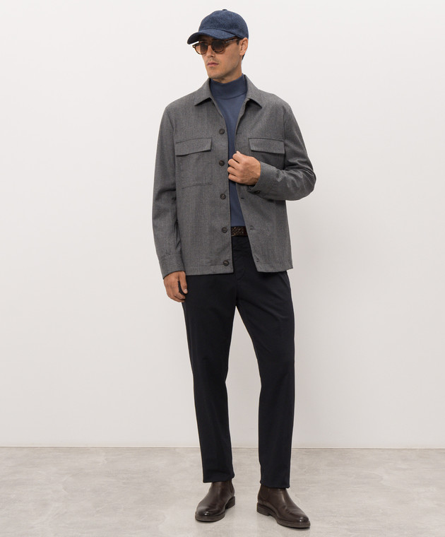 Peserico Рубашка из серого шерсти с нашивкой логотипа R5223802710 изображение 2