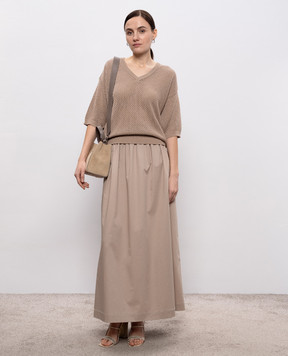 Peserico Коричневий топ з ланцюжком моніль S99110F0709234