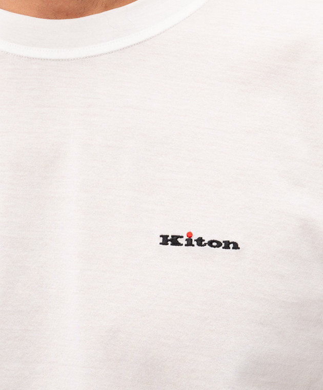 Kiton Біла футболка з вишивкою логотипа UMK1274 зображення 5