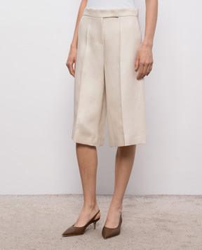 Max Mara Бежевые бермуды KAKI из льна MXMKAKI