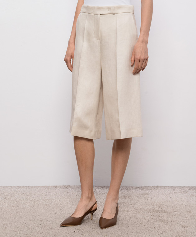 Max Mara Бежеві бермуди KAKI з льону MXMKAKI зображення 3