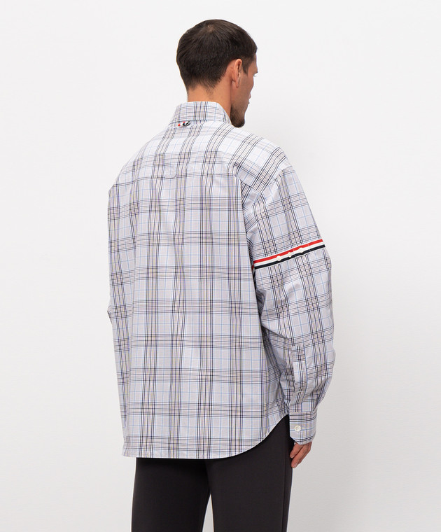 Thom Browne Рубашка в клетку с нашивкой логотипа MWL430OF1098 изображение 3