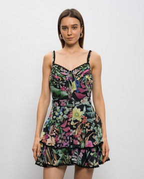 Charo Ruiz Черное платье мини Nayade в цветочный принт 262603