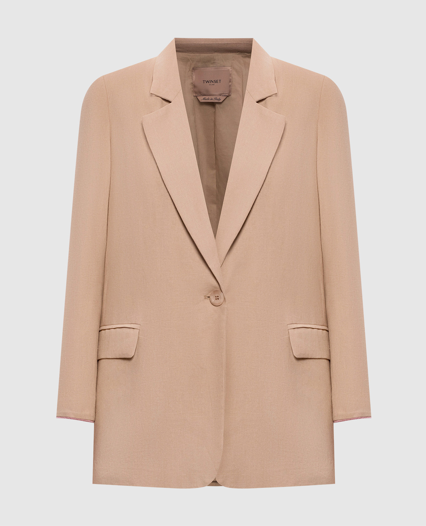 Бежевый жакет с льном