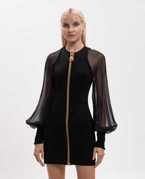 Balmain Черное платье мини HF1R9461MI60