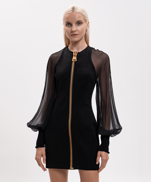 Balmain Черное платье мини HF1R9461MI60 изображение 3