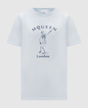 Alexander McQueen Блакитна футболка Skeleton 857152QTAEI