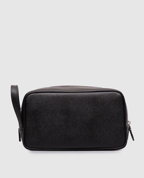 Dolce&Gabbana Чорний шкіряний несесер з металевою пластиною BT3310A0701