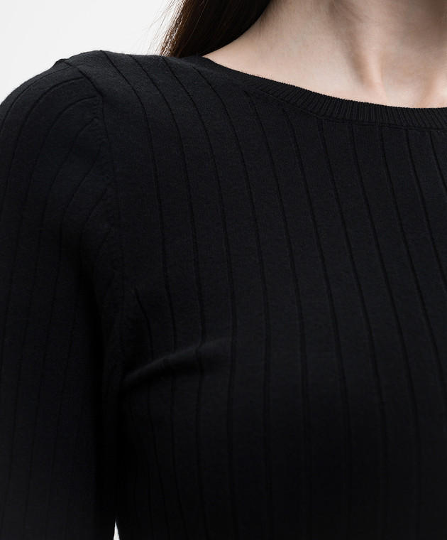 Solotre Черный топ в рубчик M3AB0039 изображение 5