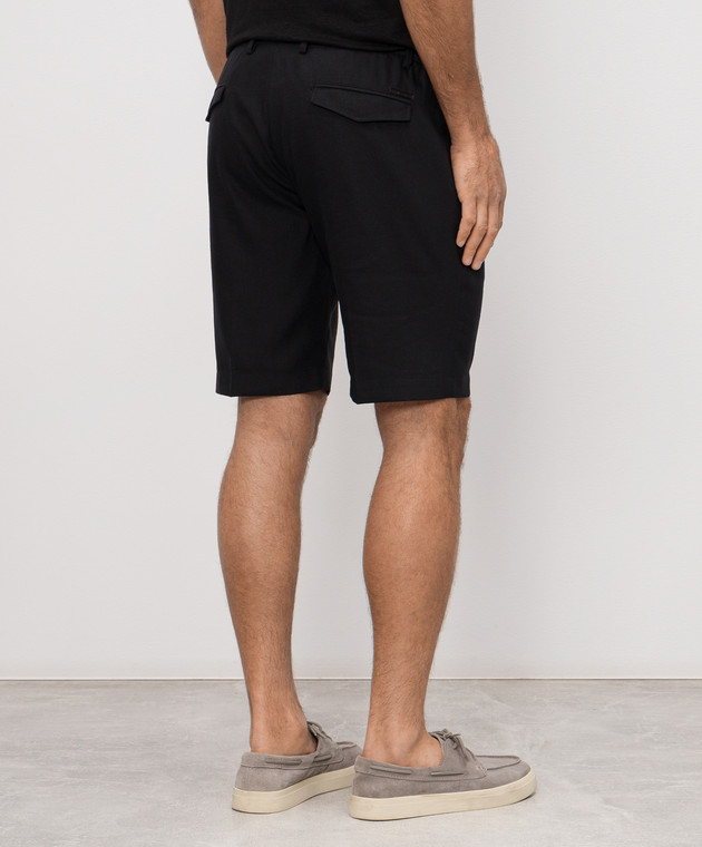 Stefano Ricci Черные шорты из льна и шерсти M1T6100300WL003L изображение 4