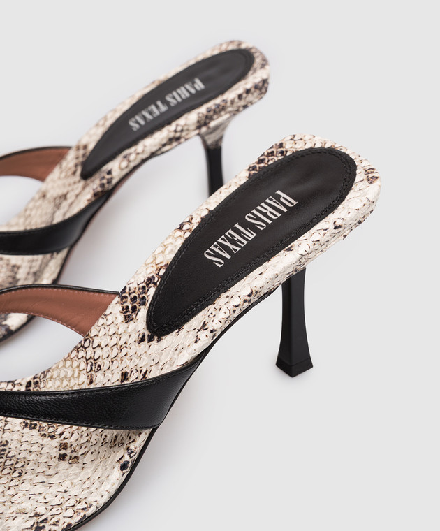 Paris Texas Бежевые кожаные мюли Lorena с тиснением под кожу рептилии PX1975XNPPT изображение 5