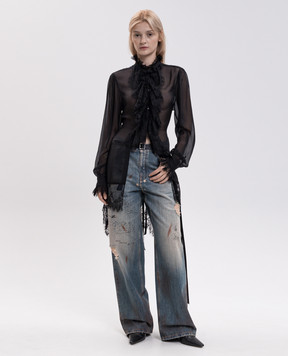Ann Demeulemeester Чорна блуза Barah із шовку B0014537FA239