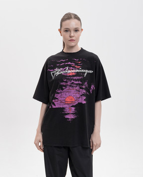 Balenciaga Футболка черная с принтом логотипа A00497TUVO9