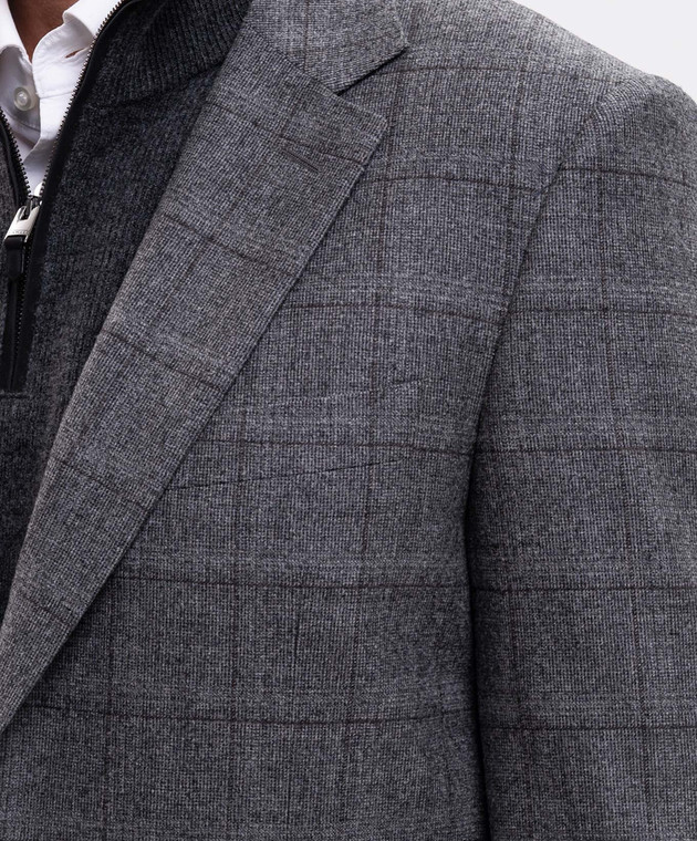 Canali Серый костюм из шерсти в клетку BF053041228020 изображение 5