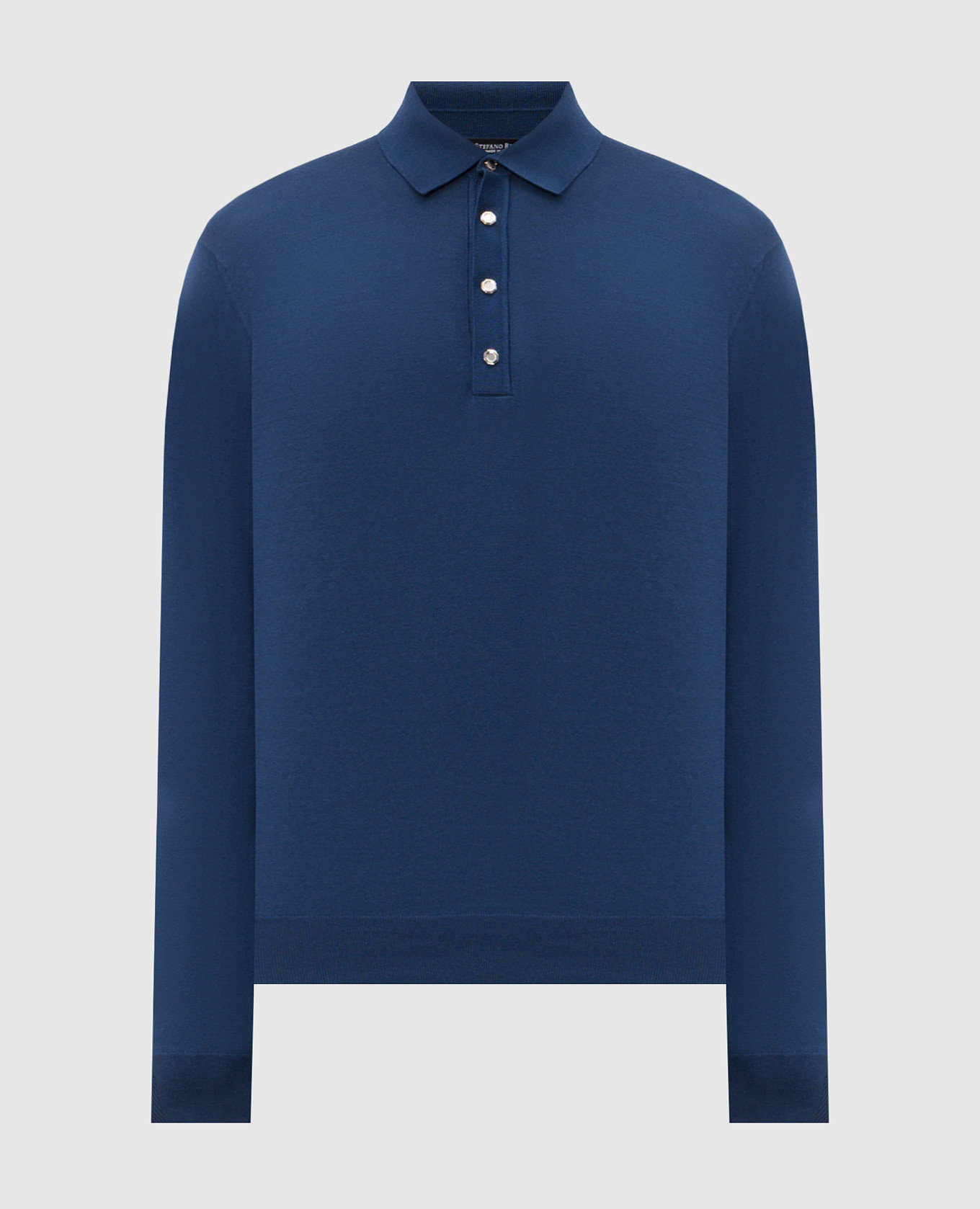 Синее поло с длинными рукавами с шелком