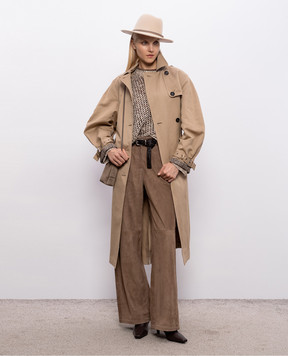 Brunello Cucinelli Коричневые замшевые брюки с цепочкой мониль MPCLFP9187