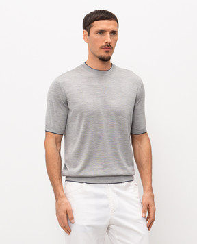 Stefano Ricci Серая футболка из шелка K616006G12F26102