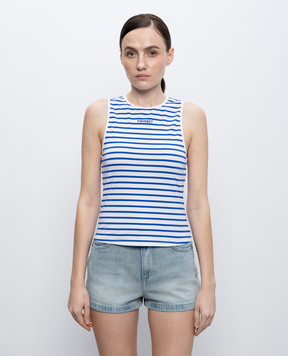 Twinset Белый топ в полоску с вышивкой логотипа 261LM2GAA