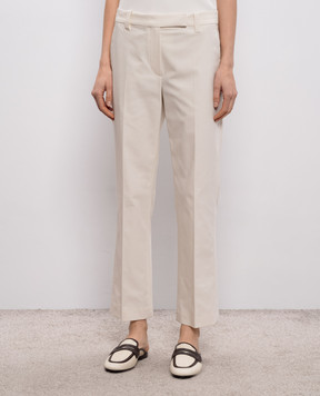 Brunello Cucinelli Брюки цвета айвори с цепочкой мониль M0F70P9169