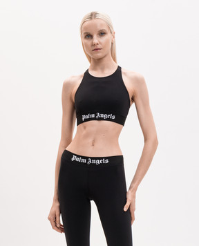 Palm Angels Чорний топ з візерунком логотипа PWVO024S26FAB001