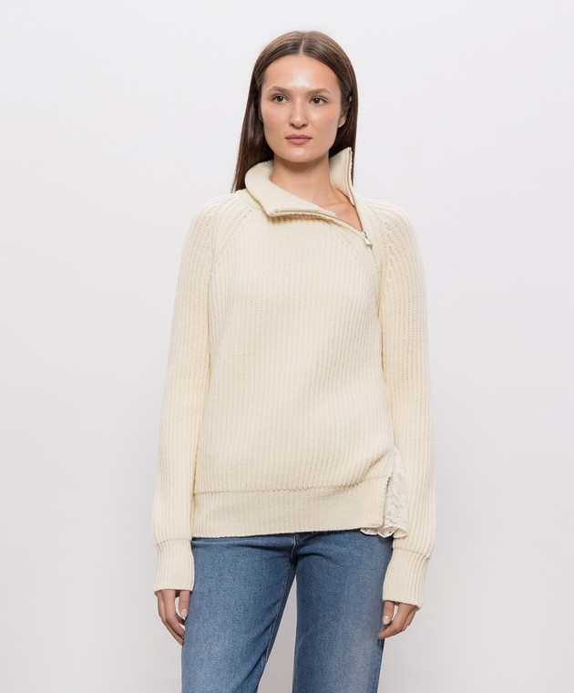 Giuseppe Di Morabito Milano Свитер цвета айвори из шерсти 07PFKNT41216759 изображение 3