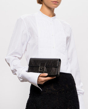 Fendi Черная кожаная сумка Baguette 8M0602B14M