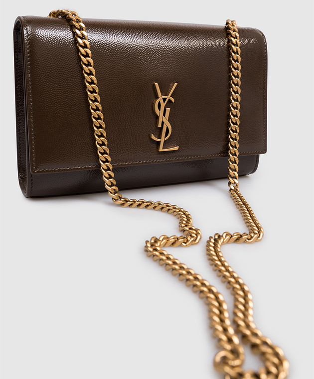 Saint Laurent Коричневая кожаная лакированная сумка KATE 851504AAGJA изображение 4