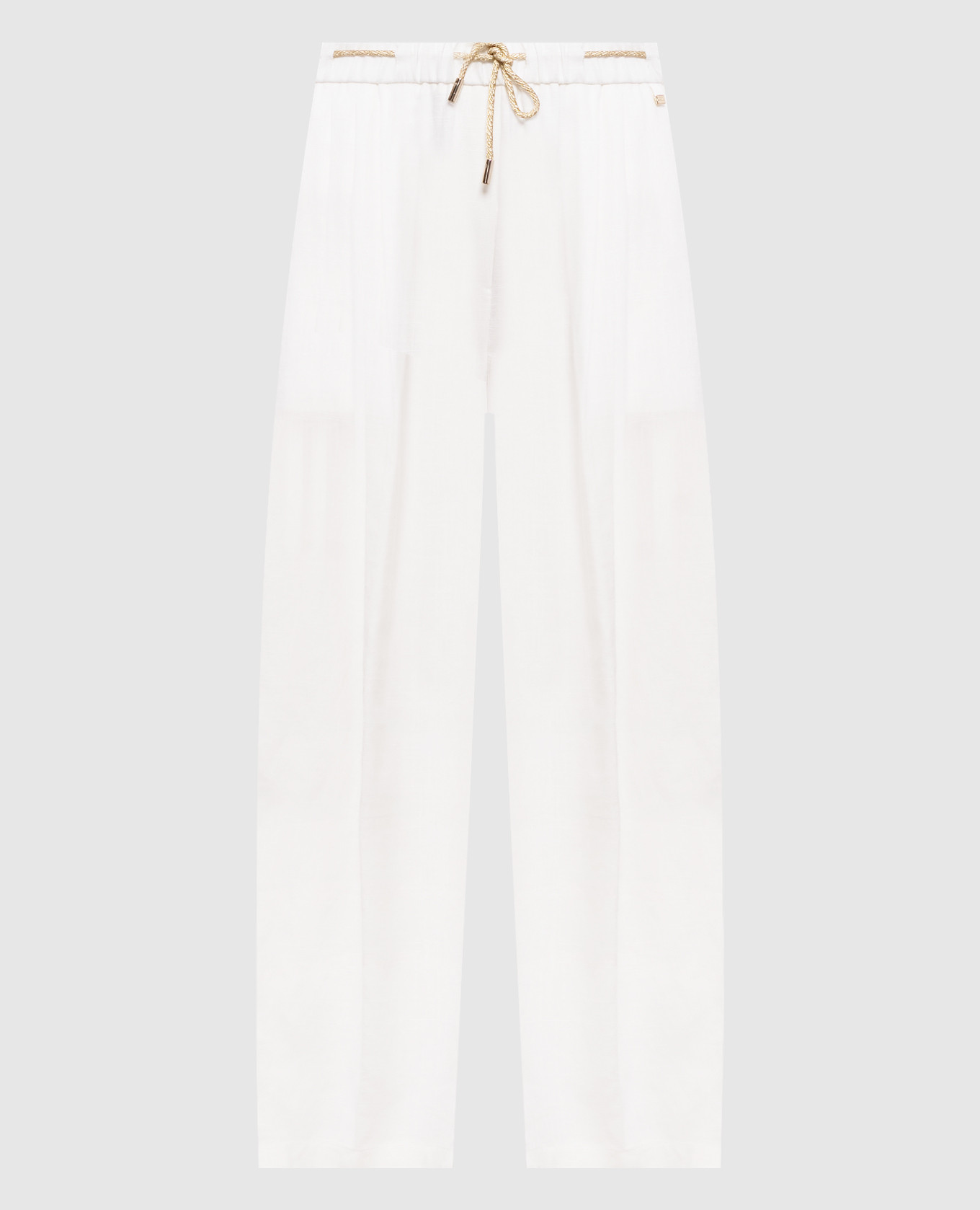 Брюки цвета айвори с леном