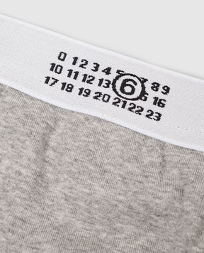 Maison Margiela MM6 Серые меланжевые трусики-слепые с узором эмблемы MKL840060