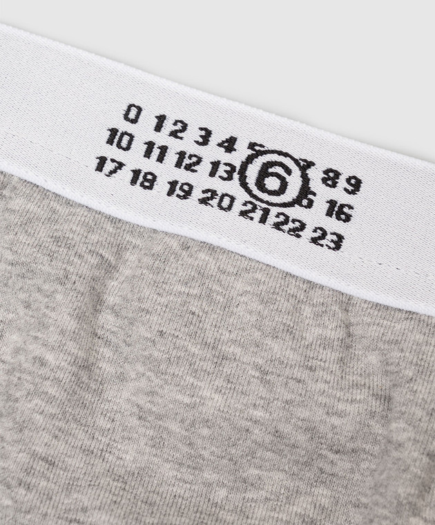 Maison Margiela MM6 Серые меланжевые трусики-слепые с узором эмблемы MKL840060 изображение 3