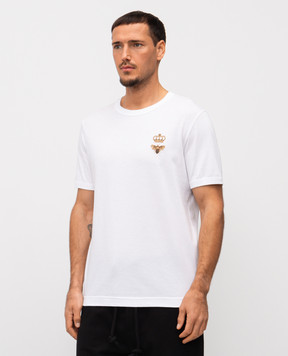 Dolce&Gabbana Белая футболка с брендовой вышивкой G8PV1ZG7WUQsh