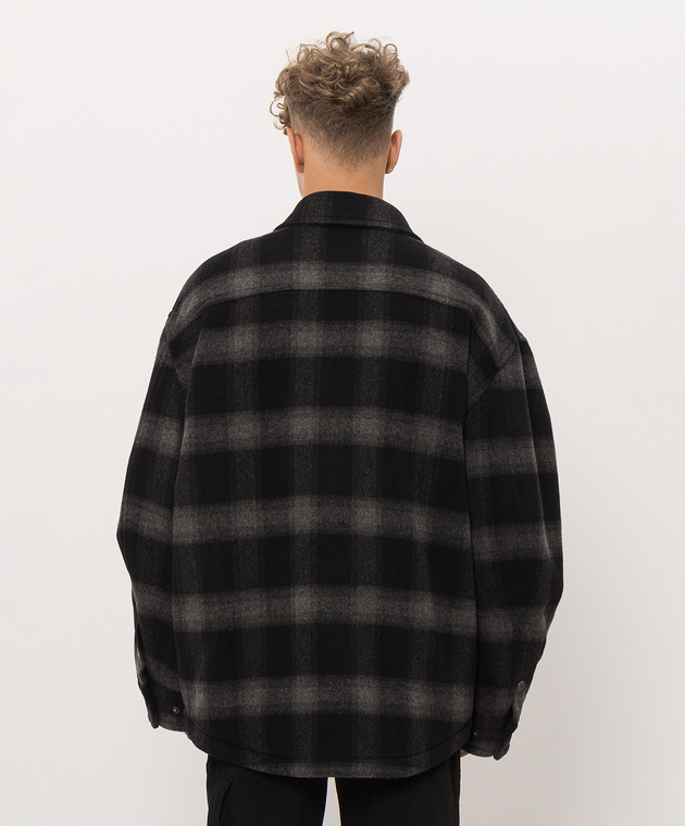 Off-White Сіре пальто в стилі сорочки в клітинку 44MER09TF26F001 зображення 4