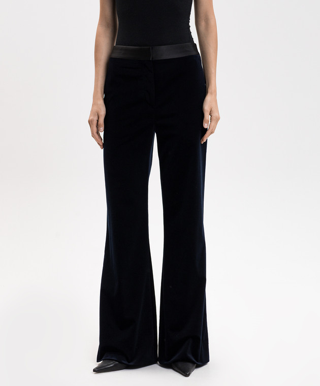 Victoria Beckham Синие бархатные брюки клеш Alina 1126WTR007243B изображение 3