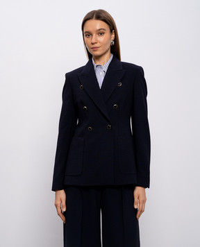 Max Mara Синій двобортний жакет MXMRICETTA з вовни MXMRICETTA
