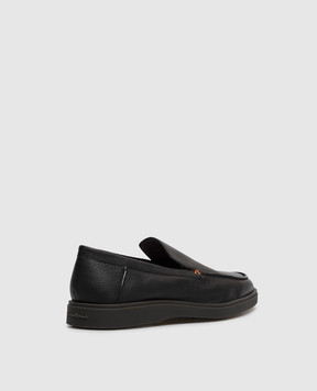 Santoni Чорні шкіряні лофери з фактурним логотипом MGDG17824SMOSWLM