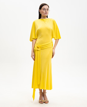 David Koma Жовта сукня міді з драпіруванням RE26DK62D