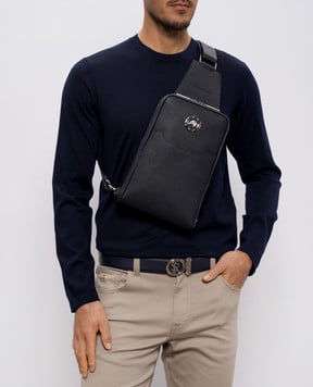 Stefano Ricci Синя шкіряна сумка-слінг з емблемою та логотипом ND219GPVD