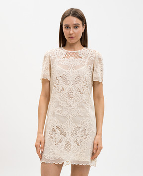 Twinset Бежева сукня міні з вишивкою 261TP2582