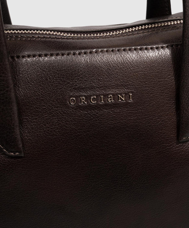 Orciani Коричневый кожаный портфель Lagoon с фактурным логотипом P00755LGN изображение 4