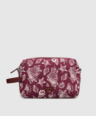 Бордовая косметичка Brenda с леном