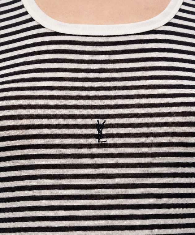 Saint Laurent Майка в смужку з вишивкою емблеми 832278Y37ZN зображення 5
