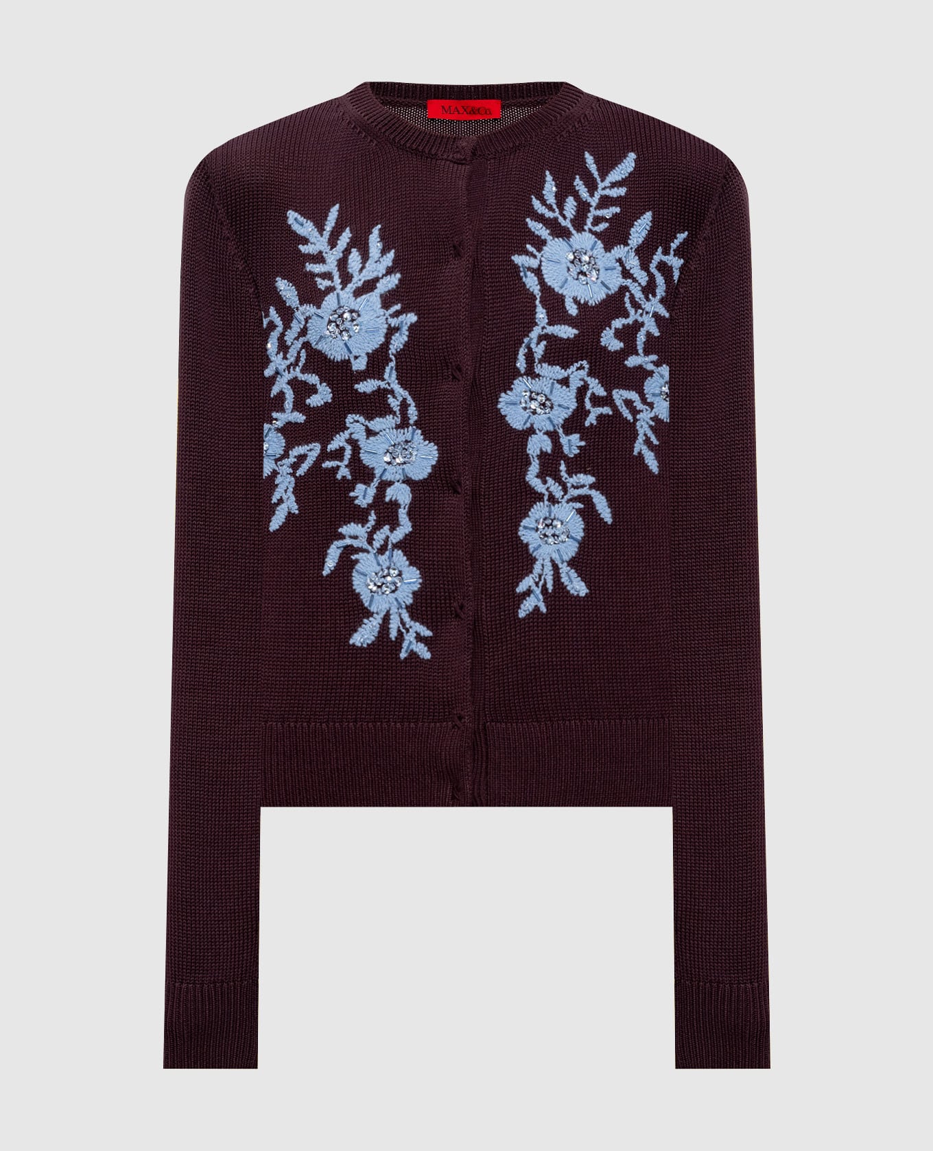 Коричневый кардиган с вышивкой