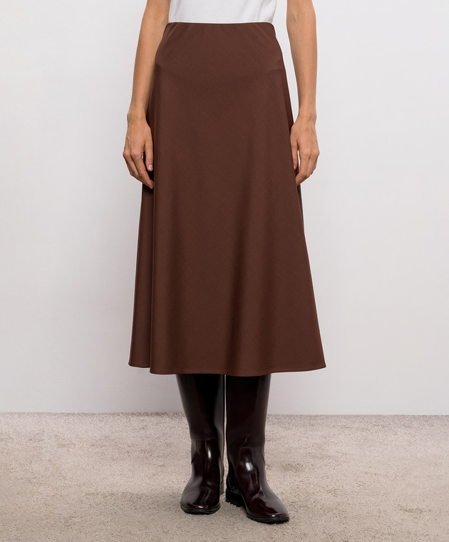 Brunello Cucinelli Коричневая юбка с шерстью MB143G3634 изображение 3