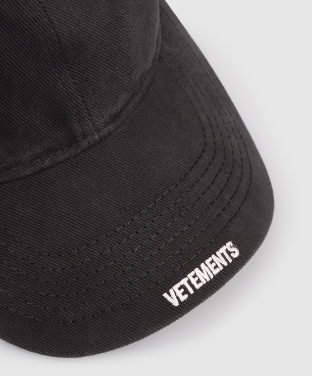 Vetements Чорна кепка з вишивкою логотипа UE76CA324Bw зображення 4