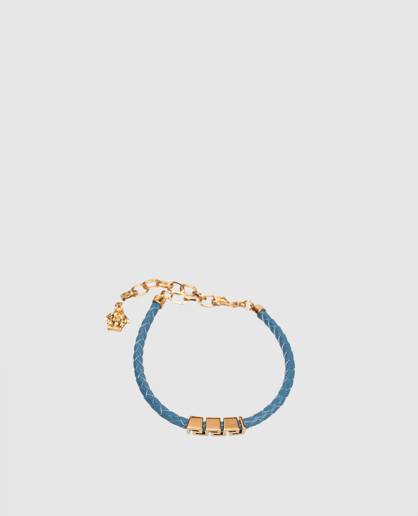 Синий кожаный браслет Greca