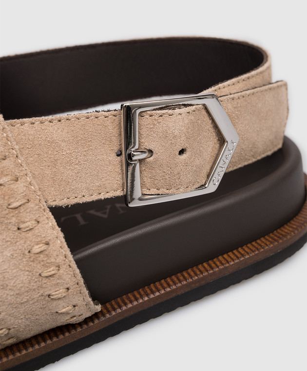 Canali Бежевые замшевые сандалии RB01274481203 изображение 5