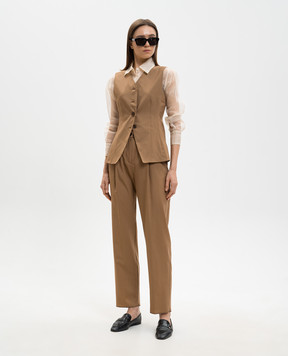 Marco Pescarolo Коричневый жилет Trenta из шерсти и шелка TRENTAD5314