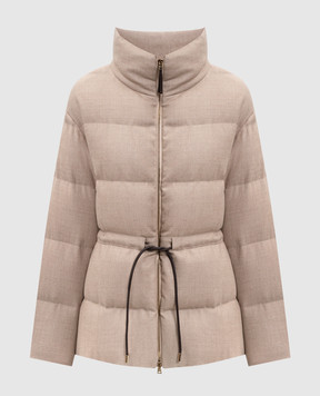 Herno Бежевий пуховик з вовни та шовку з логотипом PI002082D33466