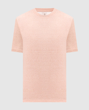 Brunello Cucinelli Рожева меланжева футболка з льоном MW8351308