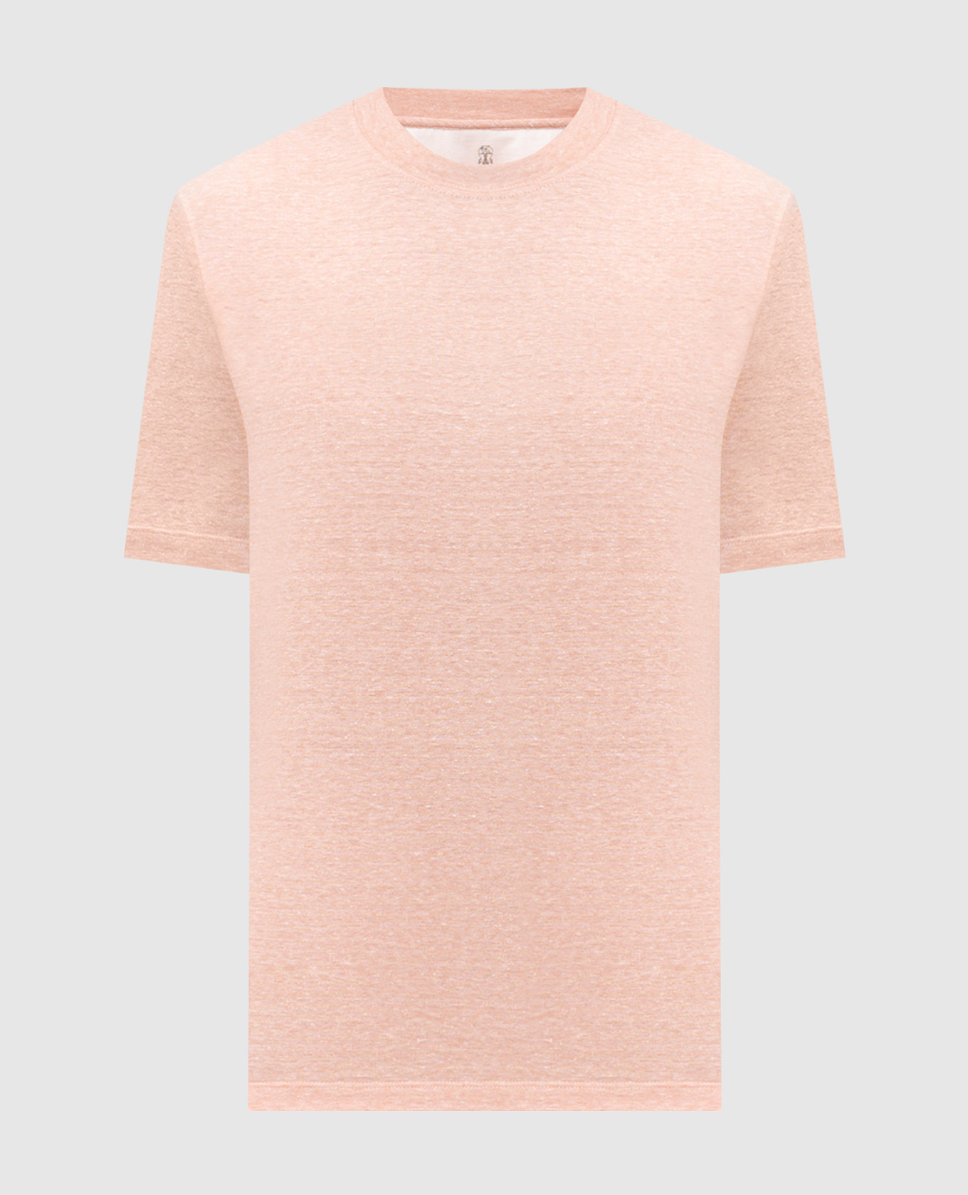 Розовая меланжевая футболка с льном
